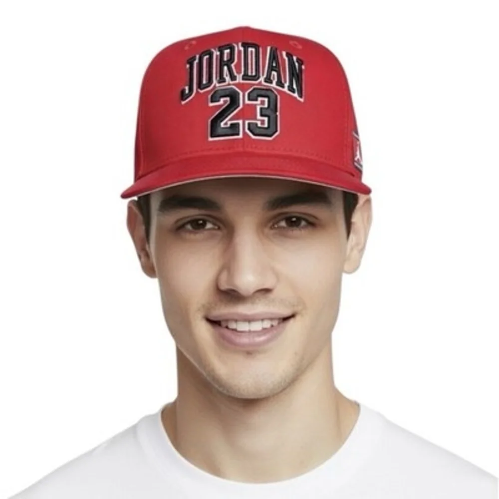 Jordan 23 Youth Jersey Flatbrim Snapback Hat Gym Red Black Embroidered Cap VG